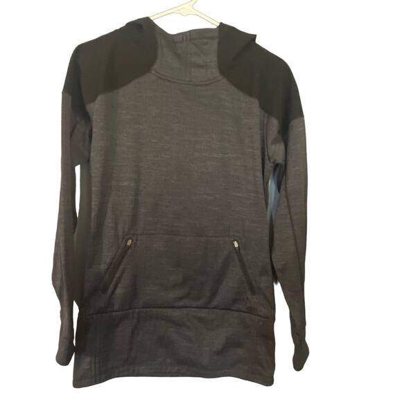 The North Face Black & Gray Hooded Pullover Cowl Neck Sweatshirt Mens Sz S - Picture 1 of 10
